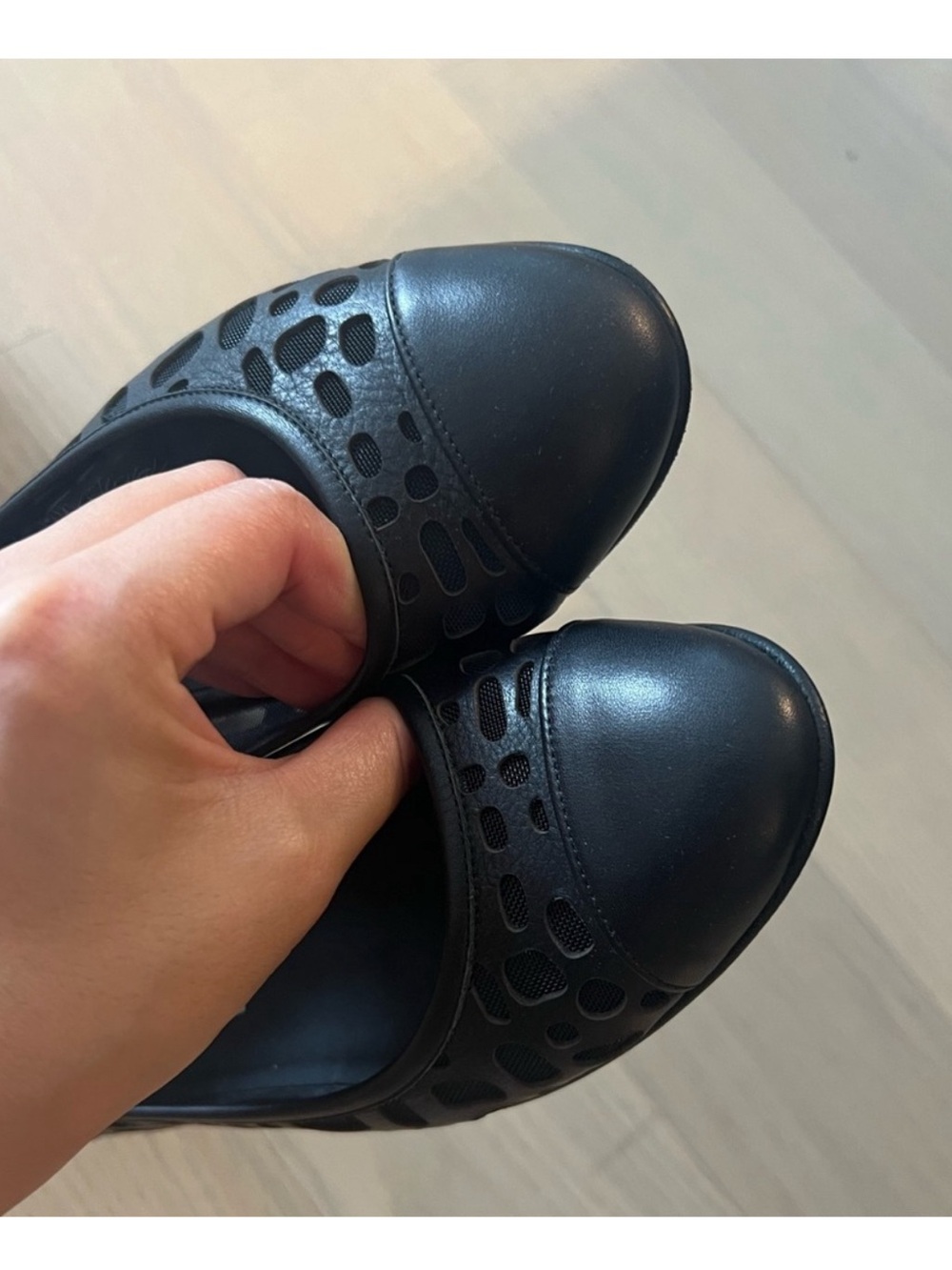 CHANEL Black Perforated Cap-Toe Leather Ballet Flats - Picture 7 of 10